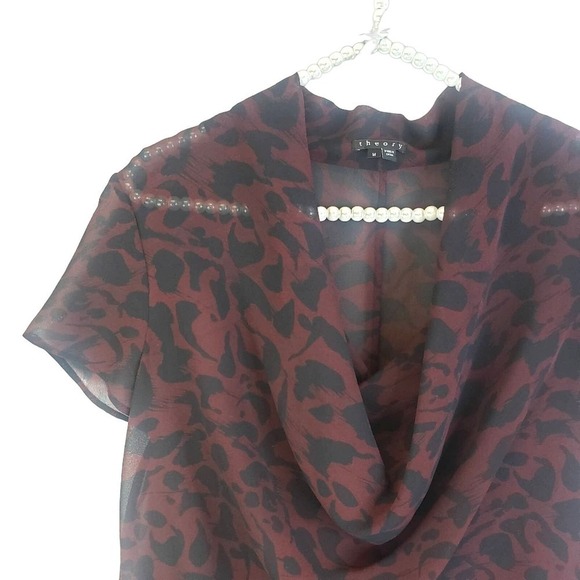 Theory Sheer Camo‎ Print Blouse SZ M - Picture 2 of 6